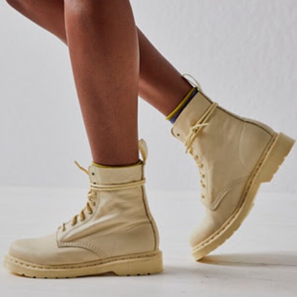 Dr. Martens Shoes - Dr. Martens 1460 Mono Lace-Up Boots - Toile Cream WITH BOX